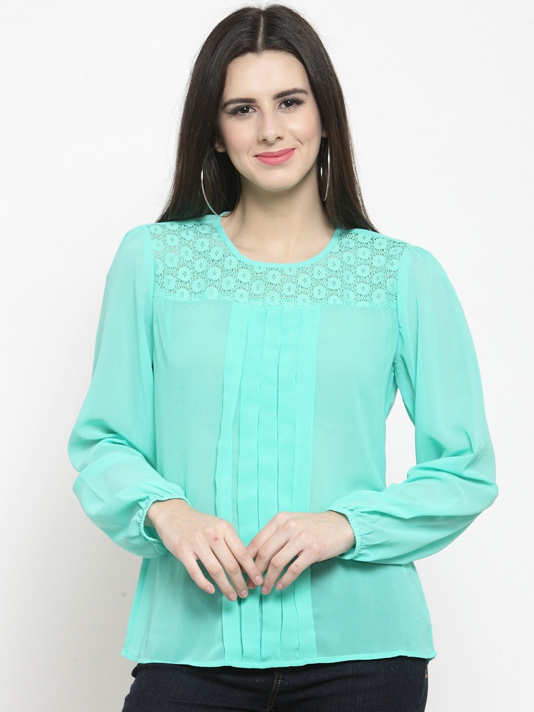 

Sera Green Georgette Regular Top