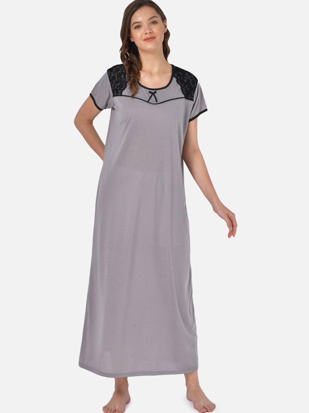 

Klamotten Women Grey Maxi Nightdress