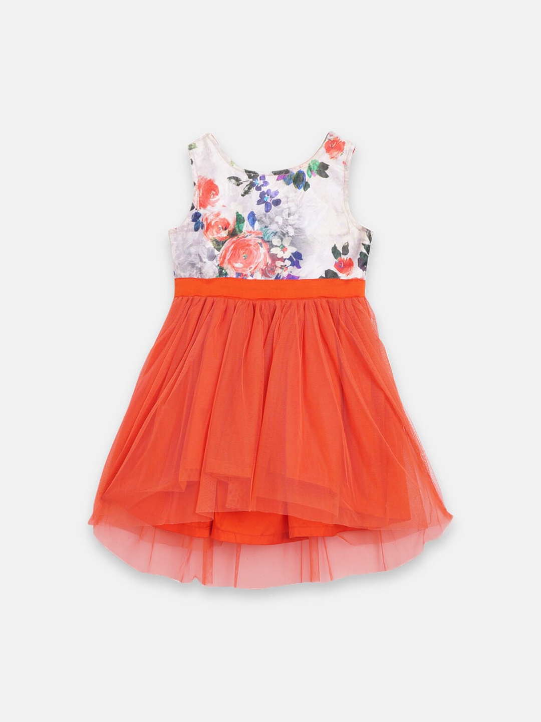 

Butterfly Blush Orange Floral Printed Fit & Flare Dress
