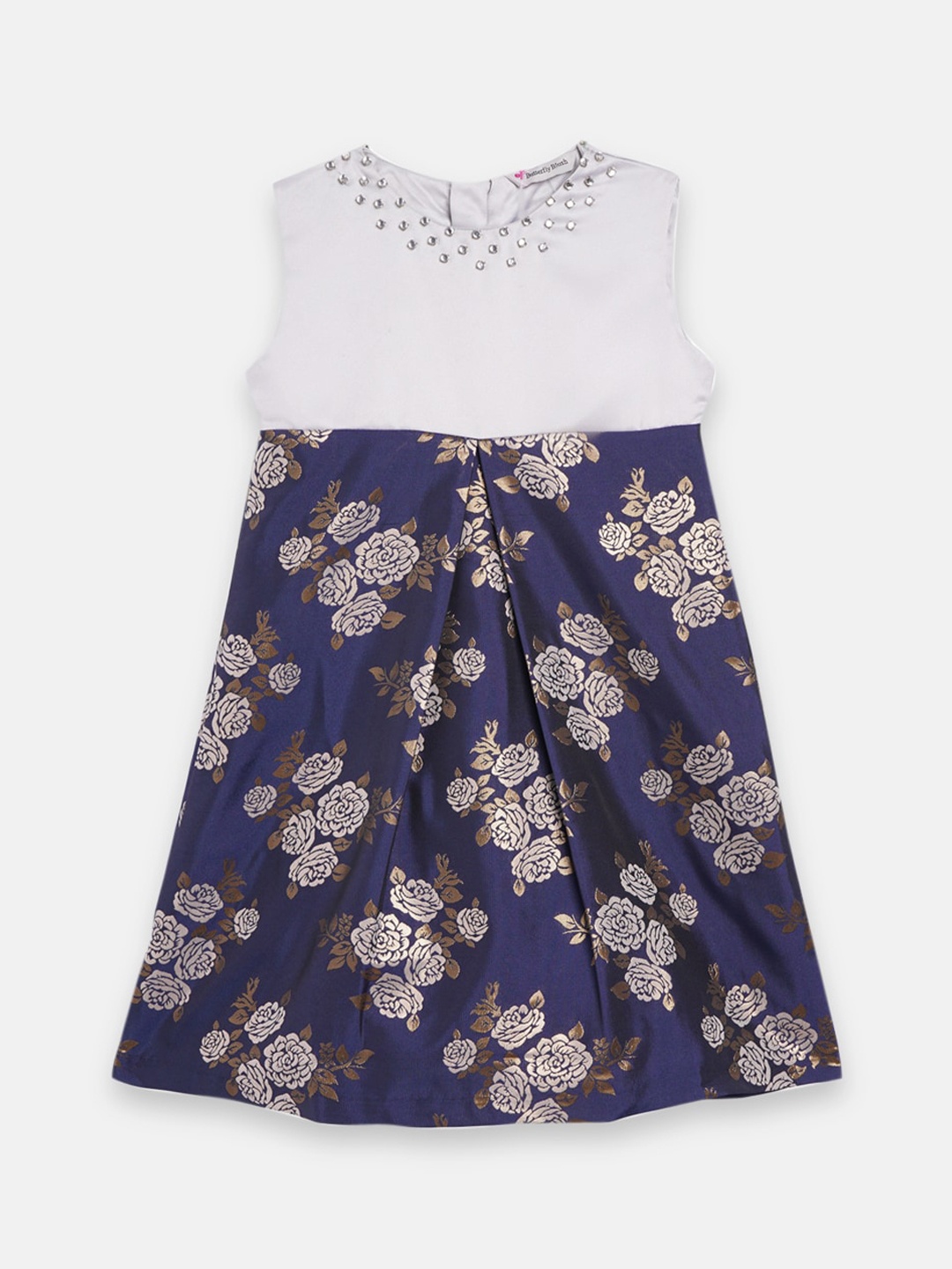 

Butterfly Blush Navy Blue & White Floral A-Line Dress