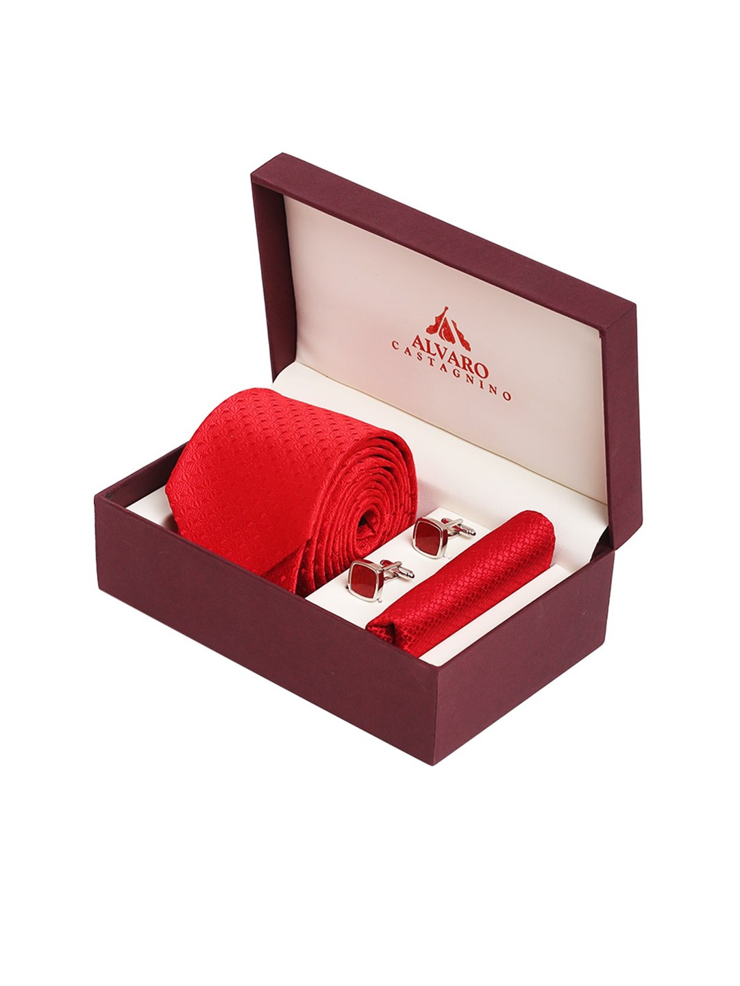 

Alvaro Castagnino Men Red & Silver-Toned Accessory Gift Set