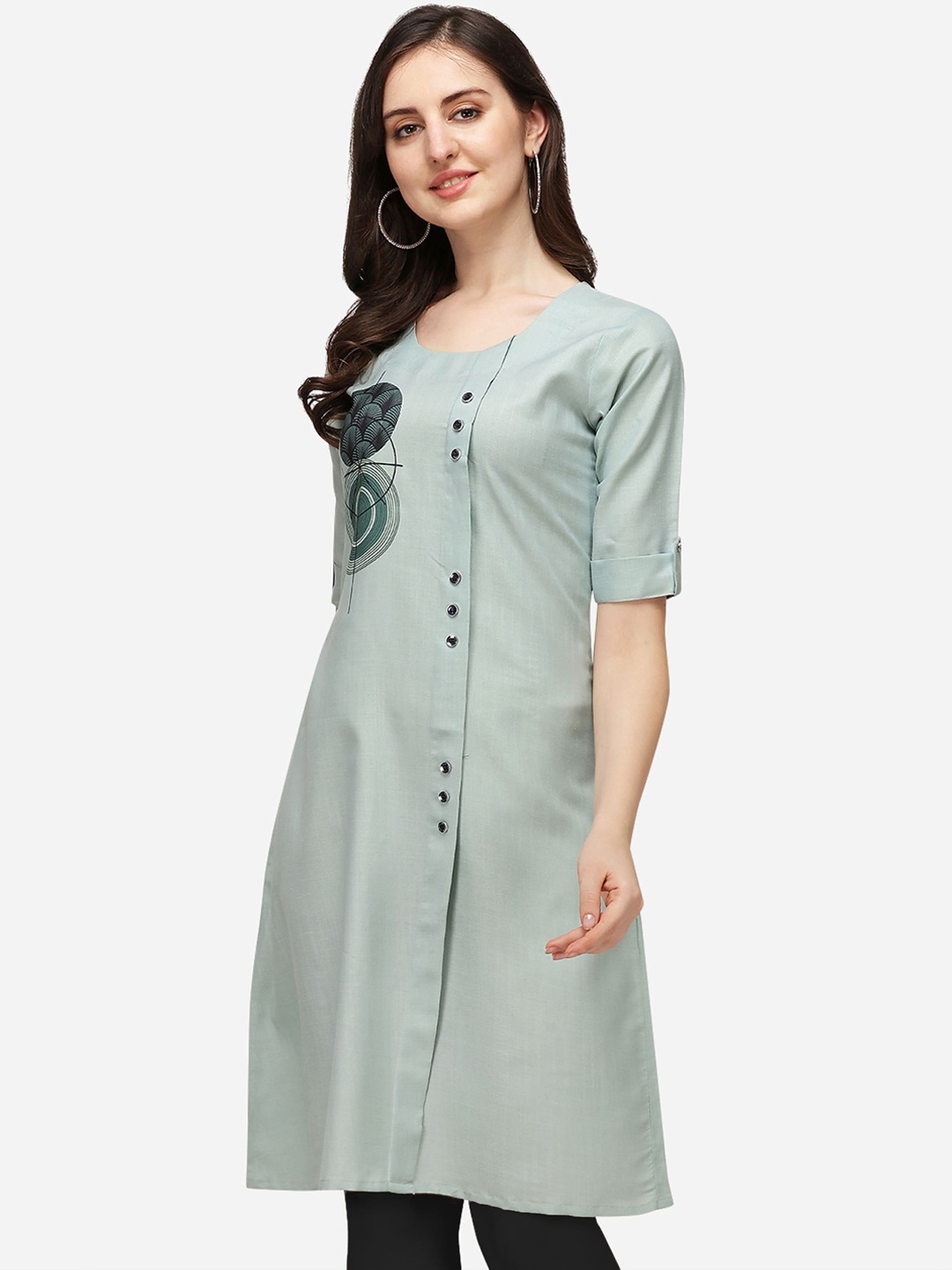 

OM SAI LATEST CREATION Women Green Thread Work Kurta