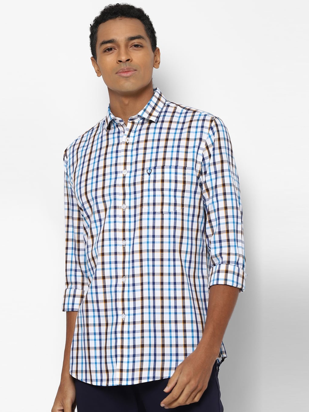 

Allen Solly Men Blue Slim Fit Gingham Checks Checked Casual Shirt
