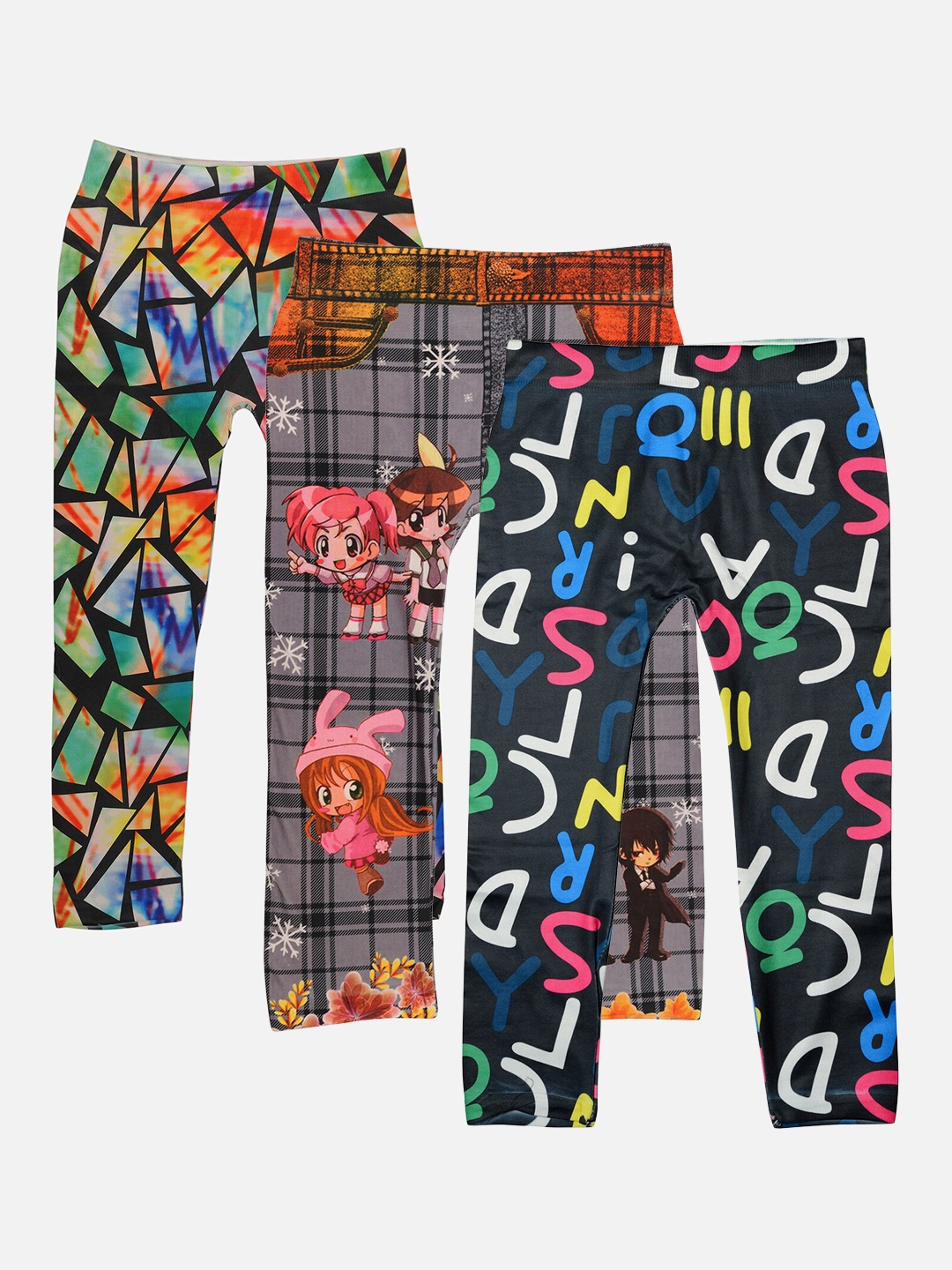 

TINY HUG Girls Pack Of 3 Printed Tights, Black