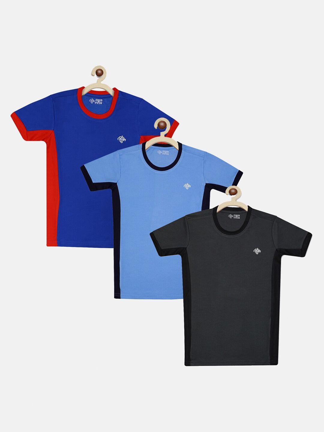 

CHIMPRALA Boys Multicoloured Pack Of 3 Colourblocked Casual T-shirt, Multi
