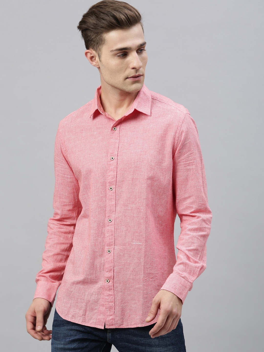 

RARE RABBIT Men Red Tailored Fit Casual Shirt