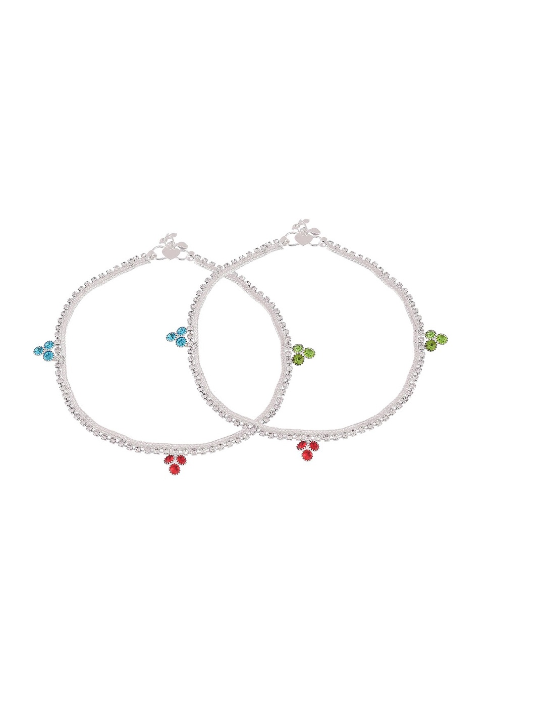 Silvermerc Designs Multistone cz Delicate Fauzia Anklet, Silver