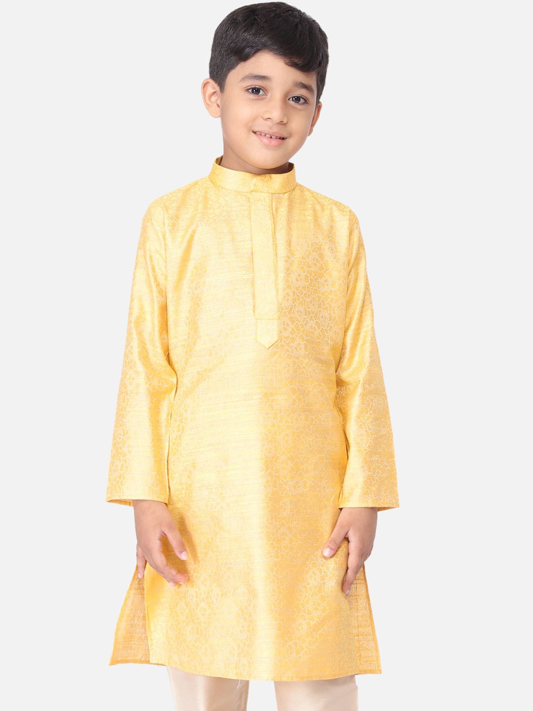 TABARD Boys Yellow Floral Printed Kurta