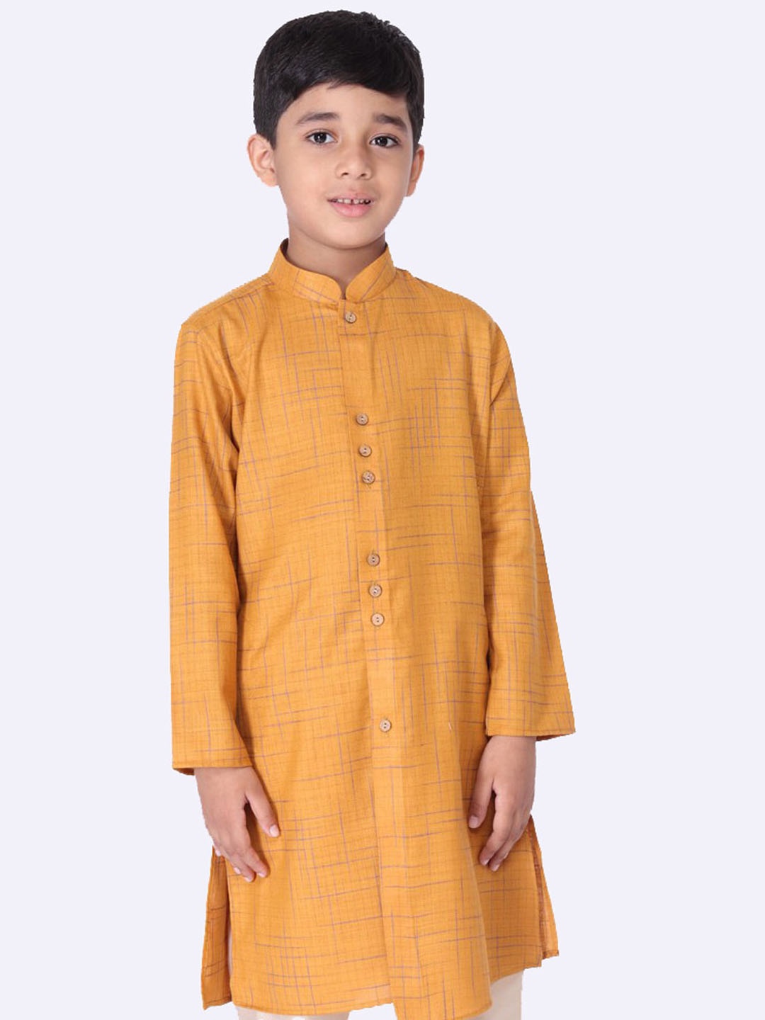

TABARD Boys Yellow Geometric Printed Cotton Kurta