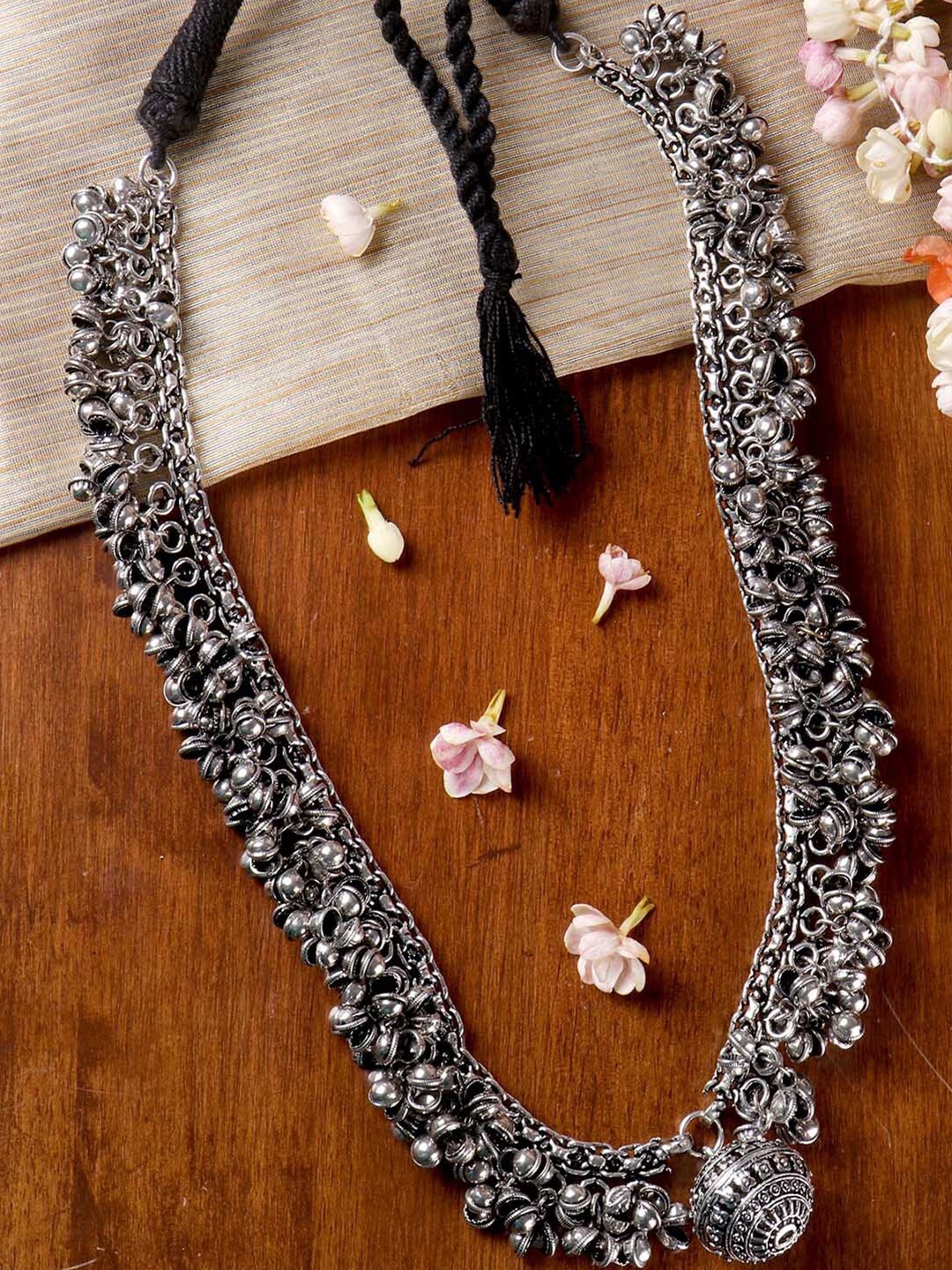 

TEEJH Silver-Toned German Silver Silver-Plated Oxidised Necklace