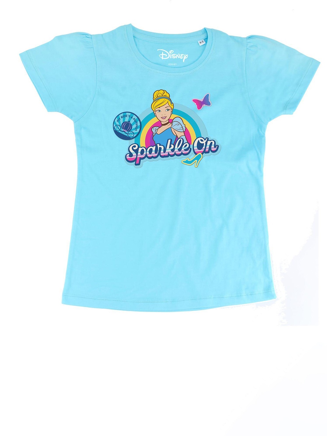 

Disney by Wear Your Mind Girls Blue Printed Pure Cotton Regular Top