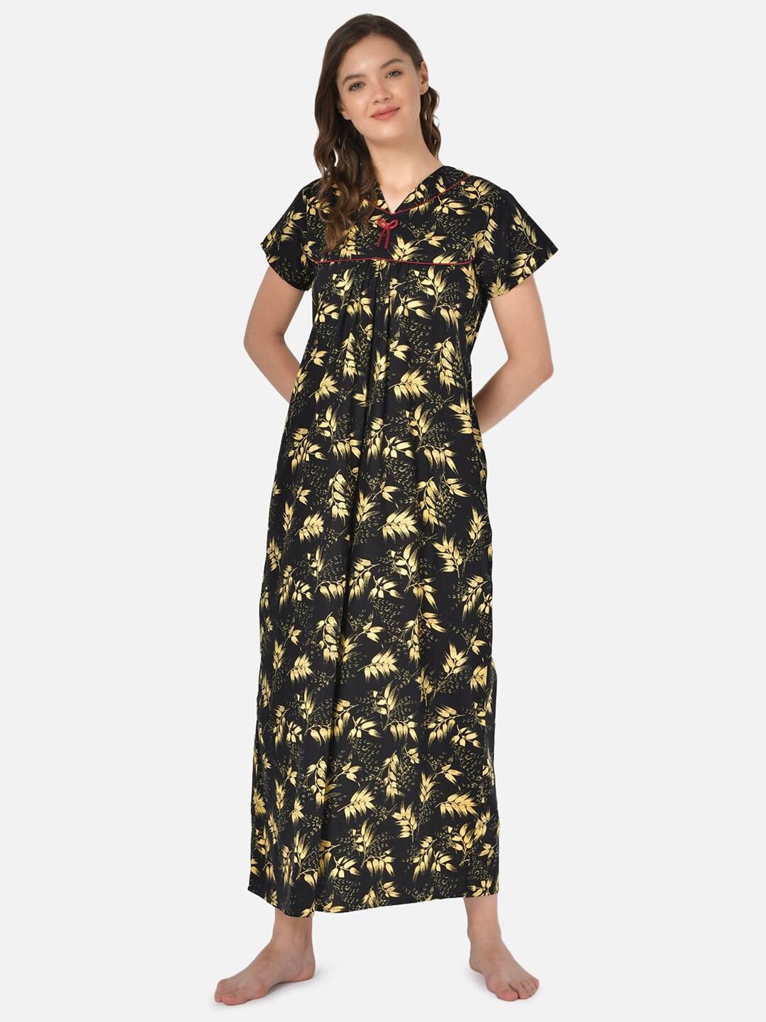 

Klamotten Black Printed Maxi Nightdress
