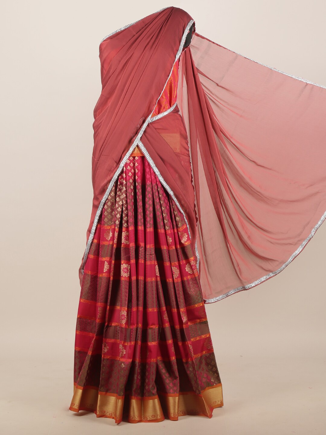 

Pothys Brown & Pink Woven Design Saree