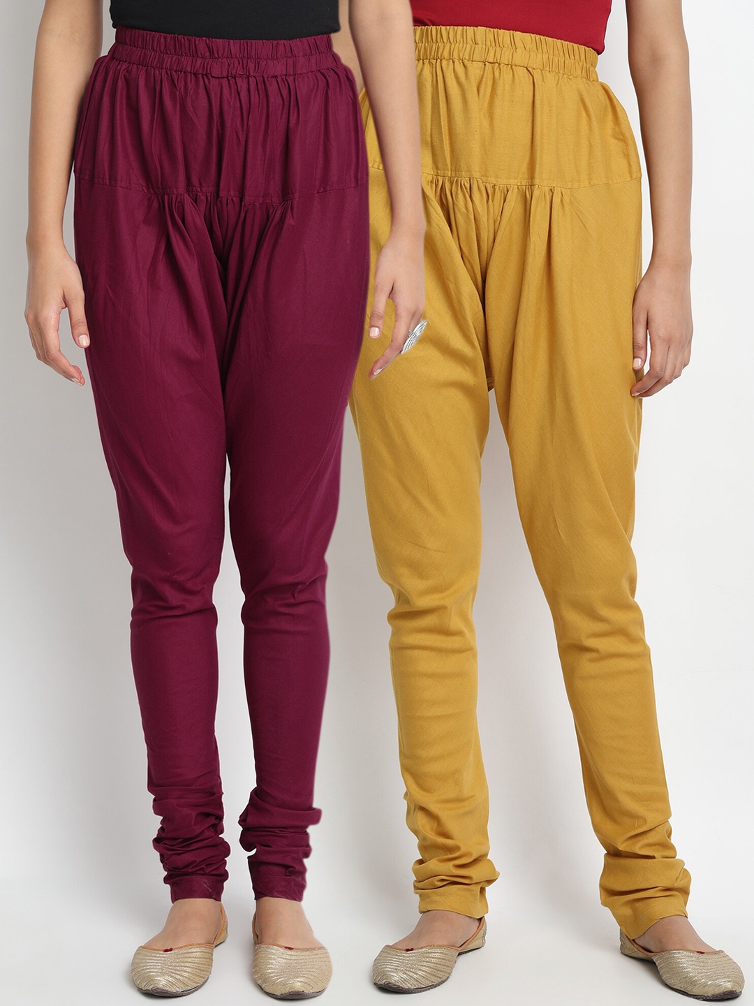

Molcha Women Pack Of 2 Solid Loose-Fit Pure Cotton Churidar, Maroon