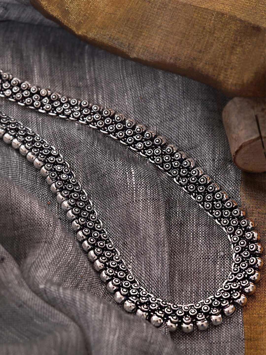 

TEEJH Silver German Silver Silver-Plated Oxidised Necklace
