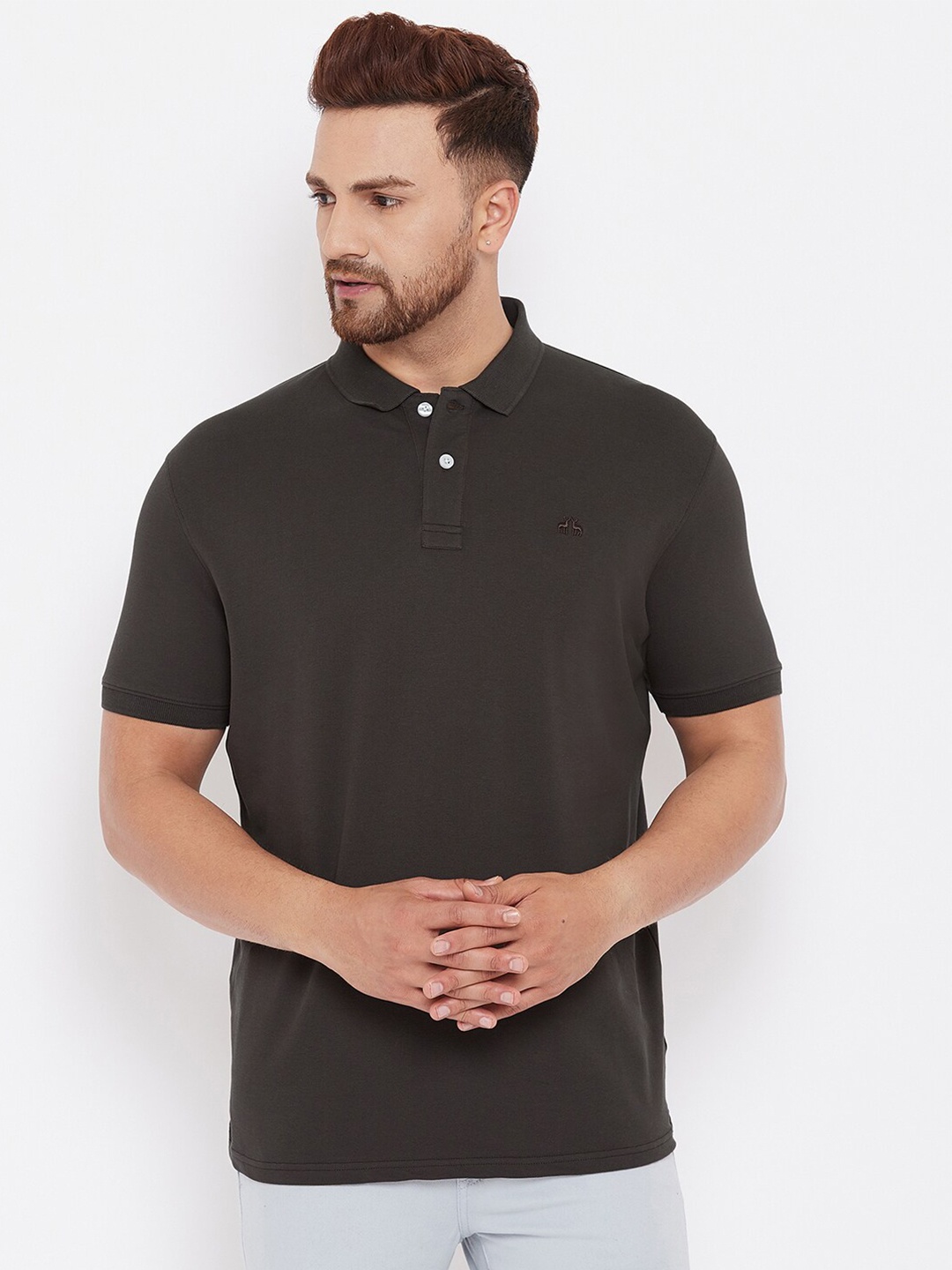 

98 Degree North Men Brown Polo Collar T-shirt