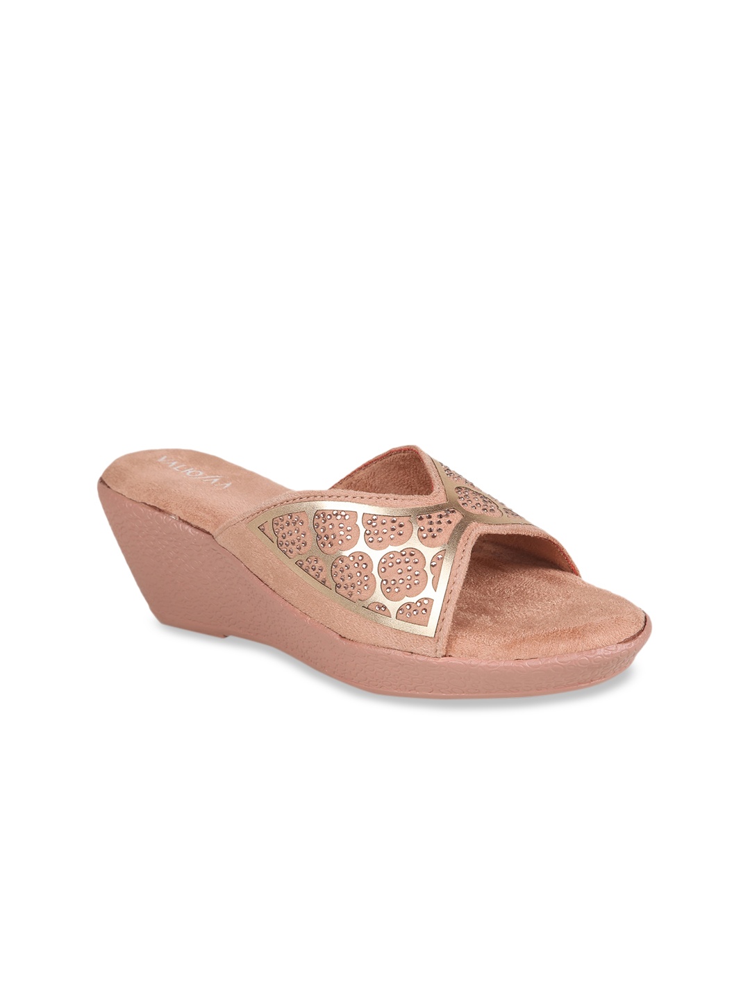

VALIOSAA Pink Printed Wedge Mules