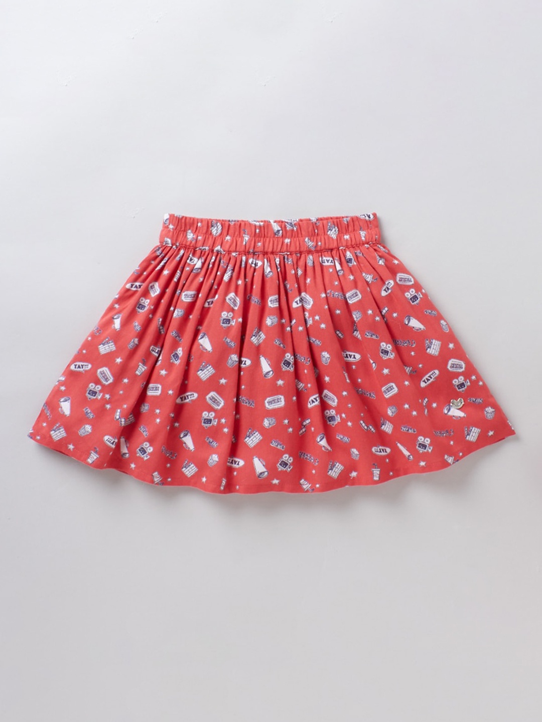 

Ed-a-Mamma Girls Red & Grey Printed Flared Knee-Length Skirt