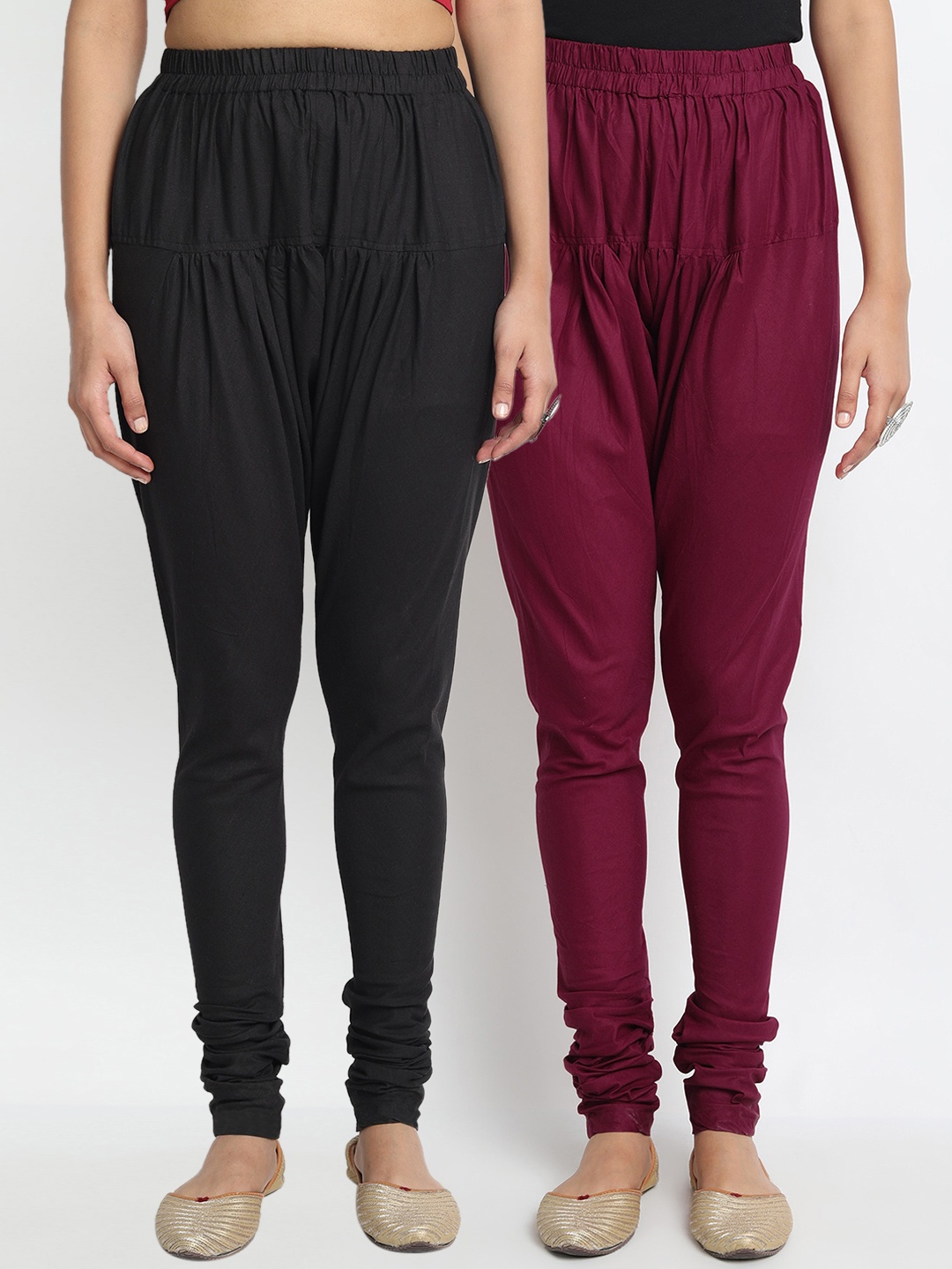 

Molcha Women Pack Of 2 Solid Loose-Fit Pure Cotton Churidars, Maroon