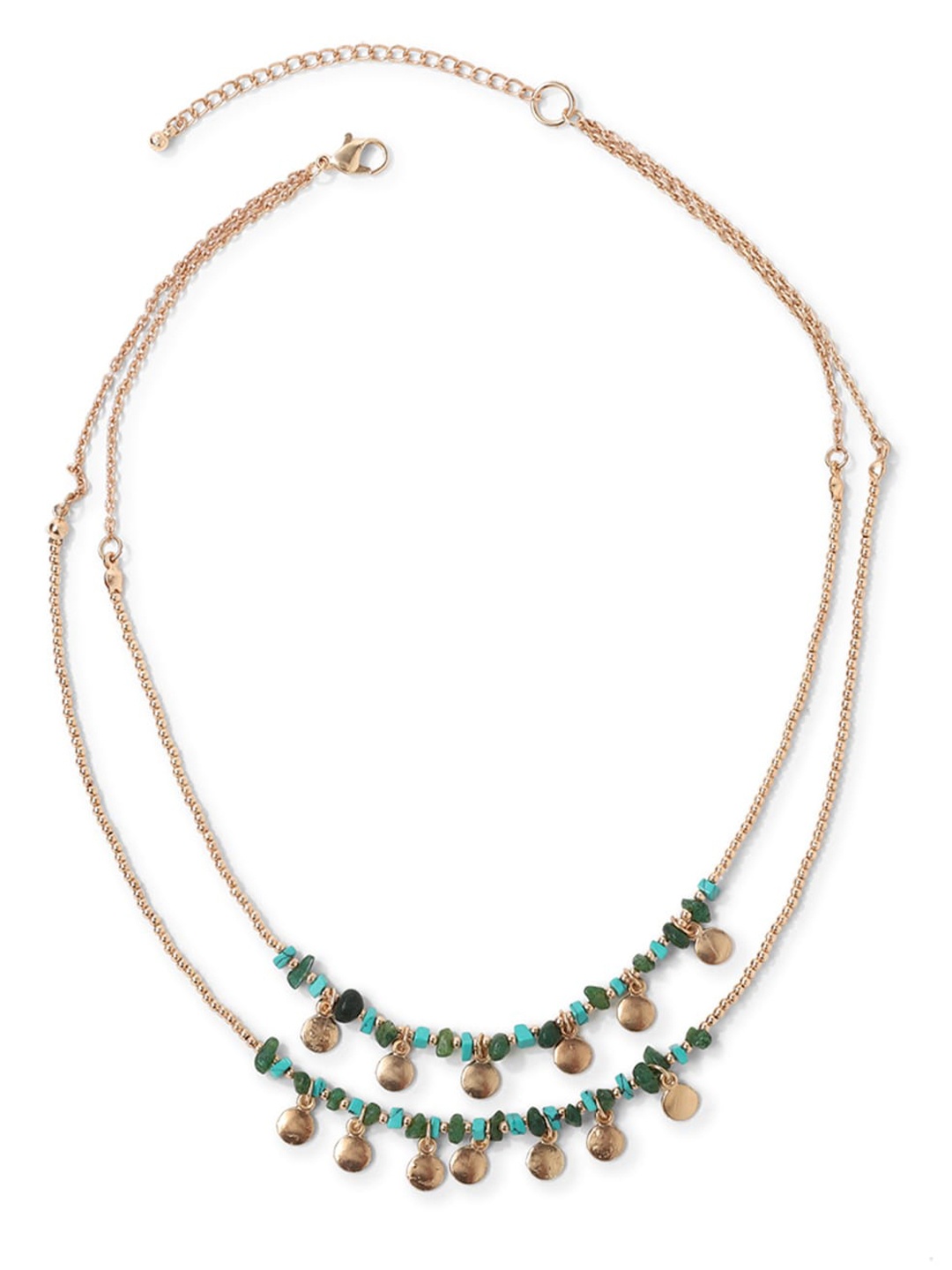 

FOREVER 21 Gold & Green Layered Necklace