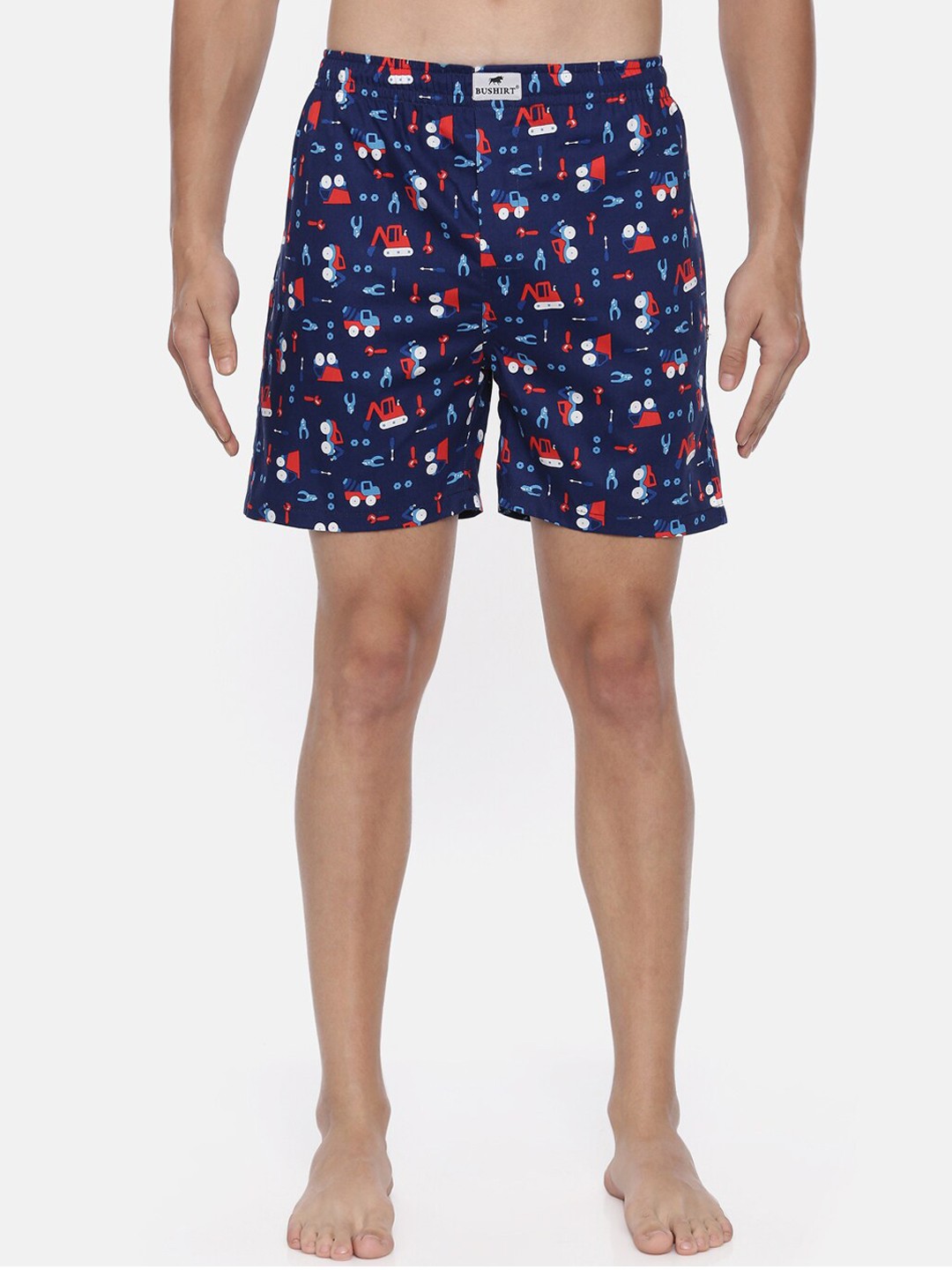 

Bushirt Men Navy Blue & Red Printed Pure Cotton Boxers-BX00159