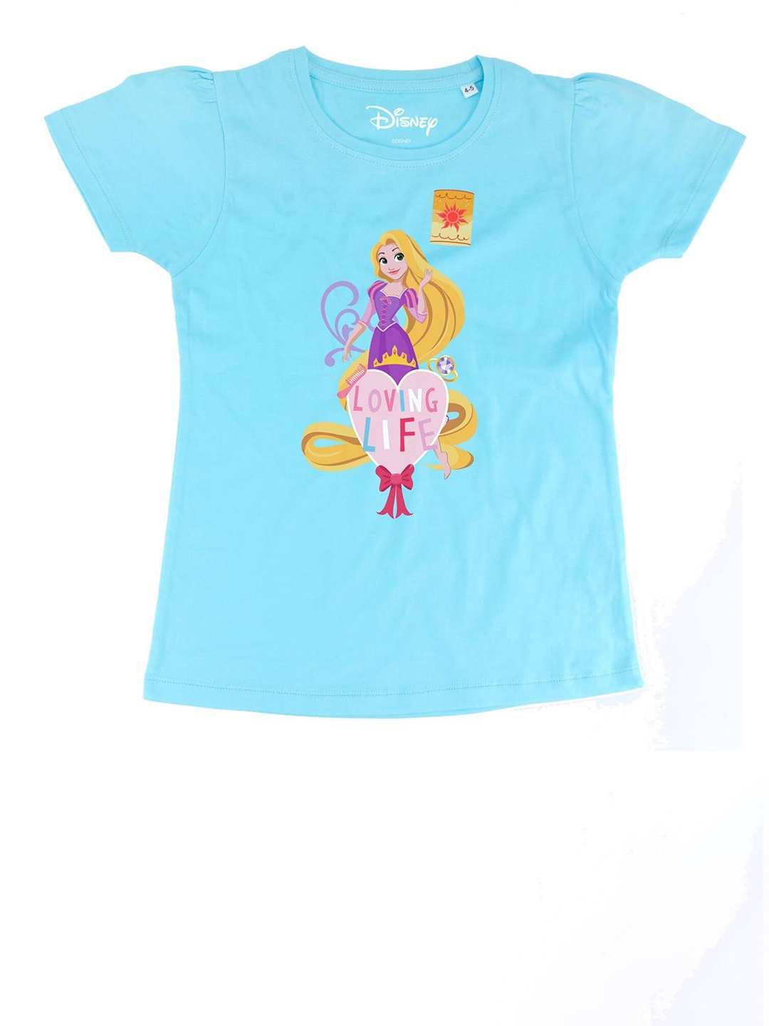 Disney by Wear Your Mind Blue Rapunzel Printed Regular Top