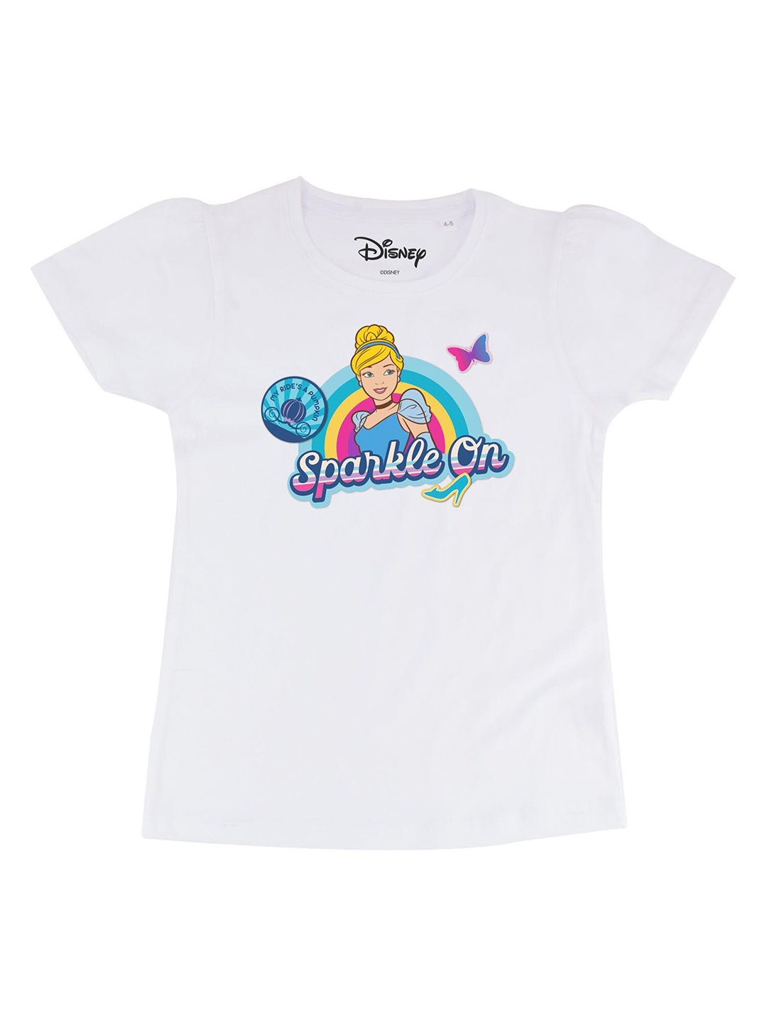 

Disney by Wear Your Mind Girls White Printed Pure Cotton Regular Top