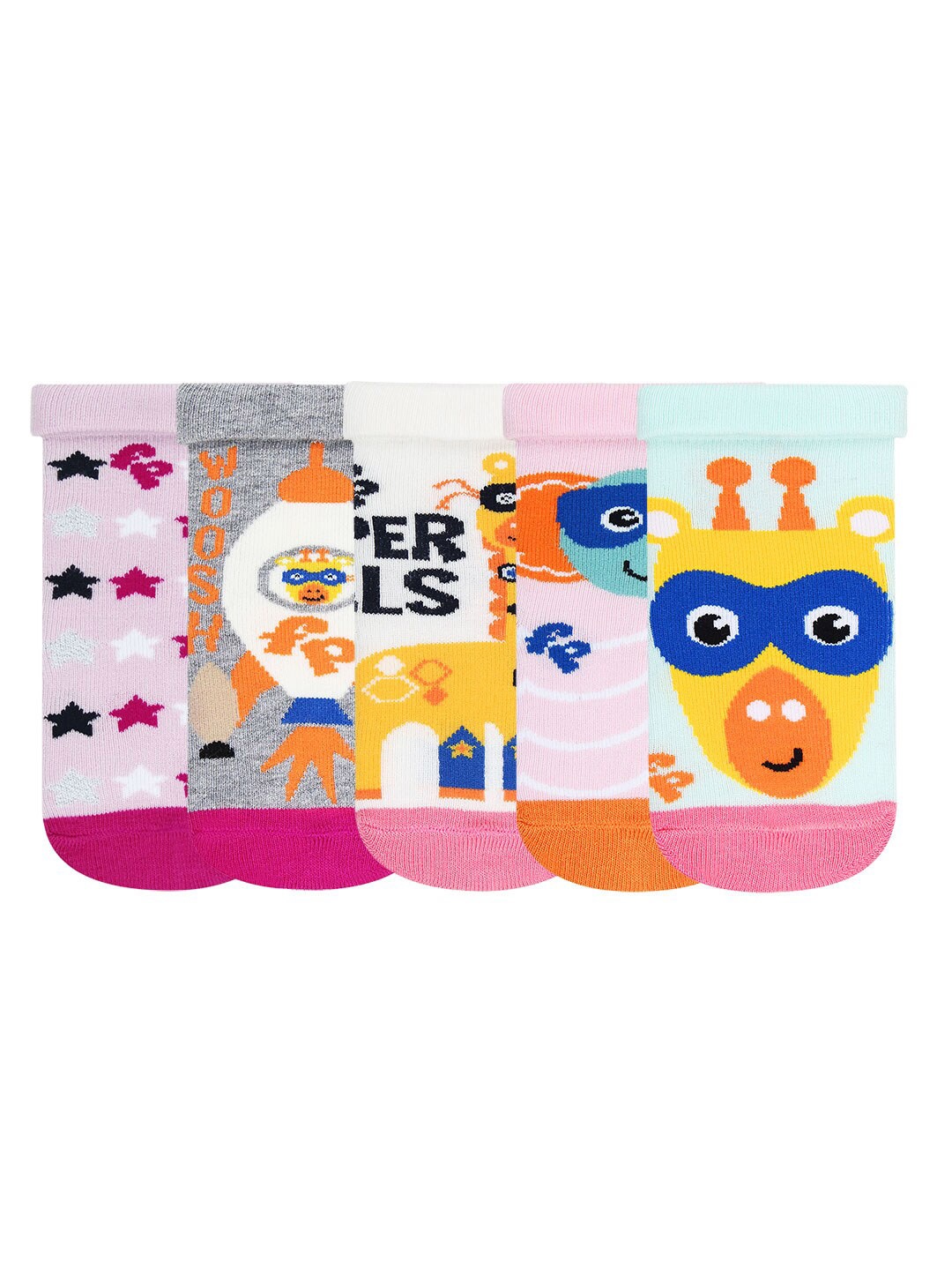 

Bonjour Kids Pack Of 5 Ankle-Length Socks, Pink
