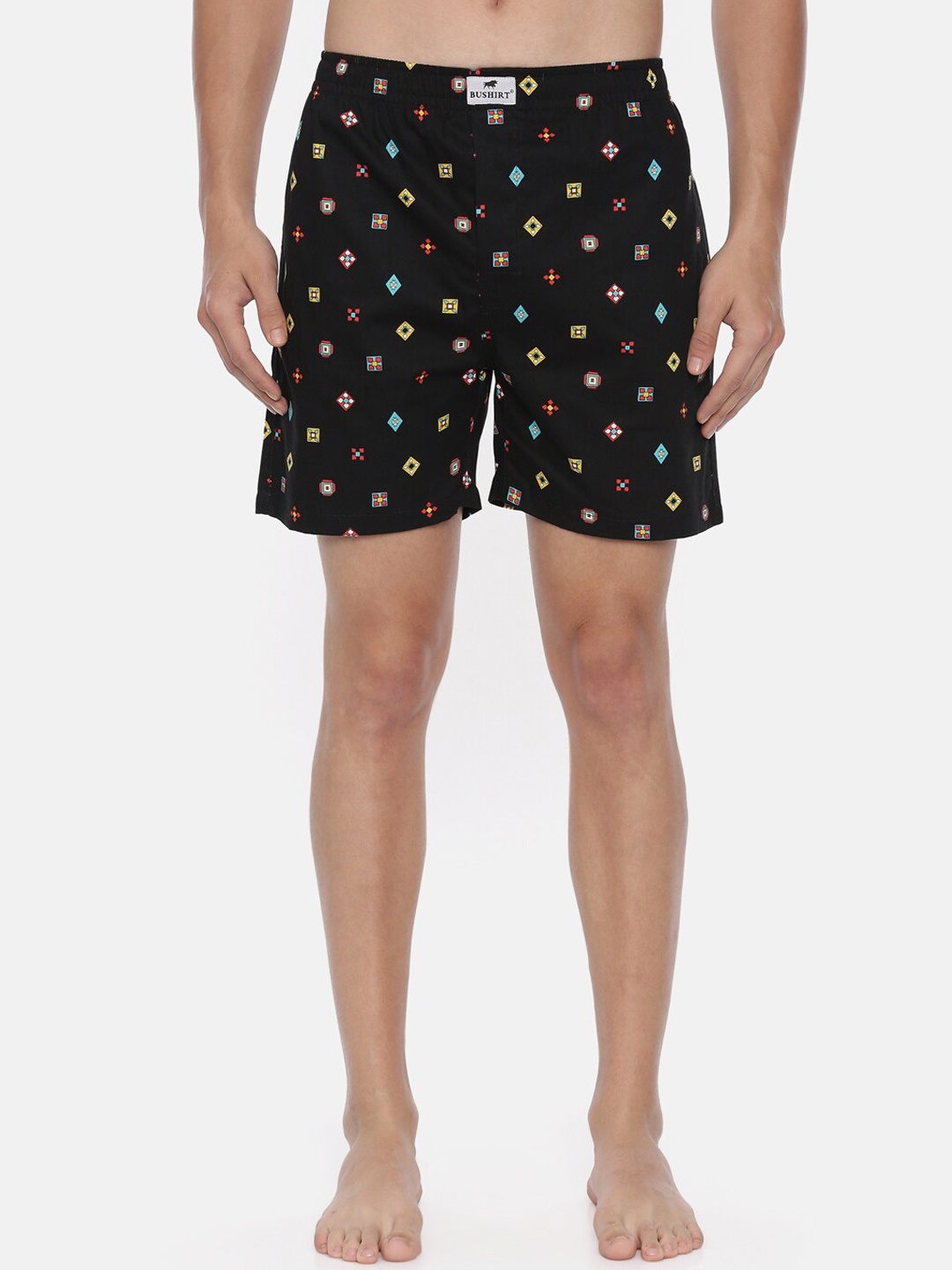 

Bushirt Men Black & Blue Printed Pure Cotton Boxers BX00161