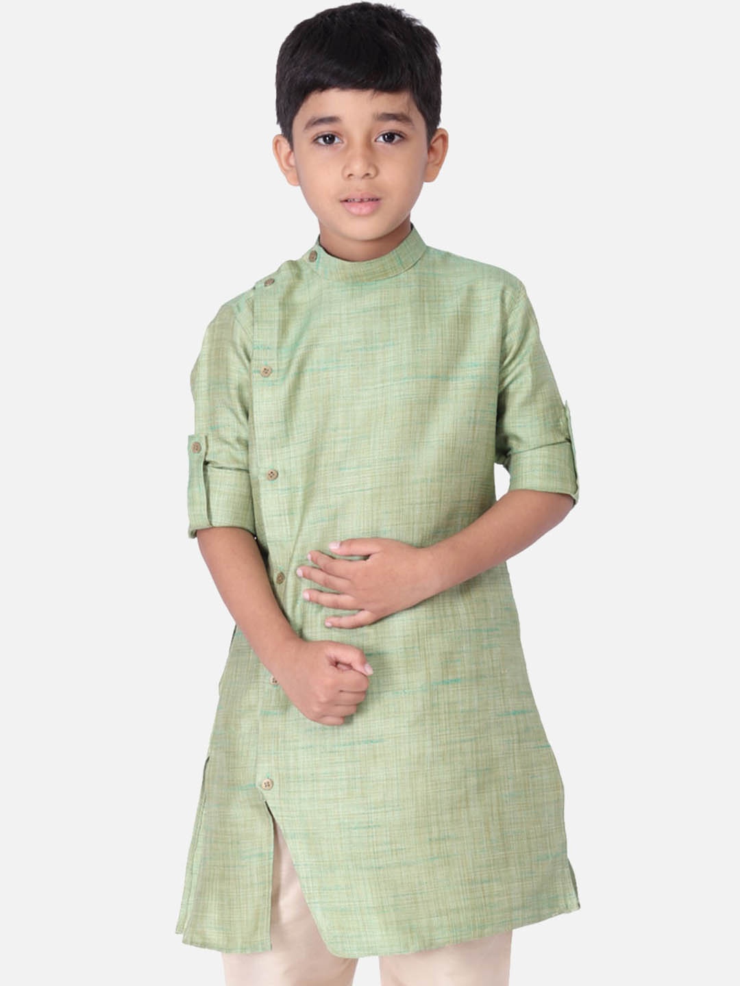

TABARD Boys Green Angrakha Kurta