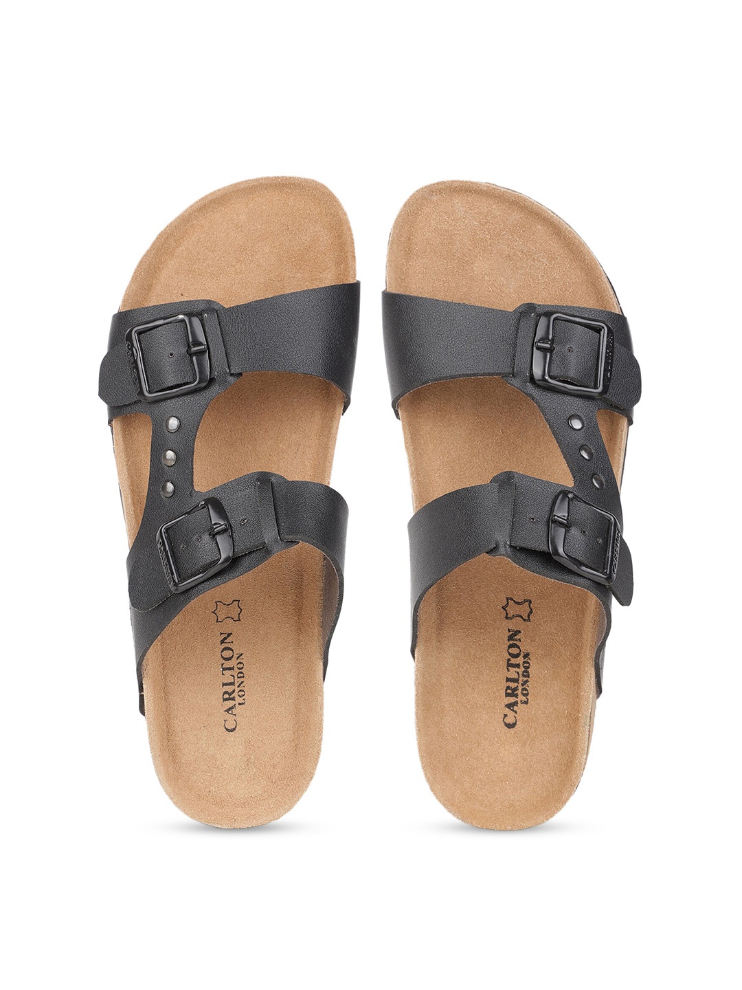

Carlton London Men Black & Brown Comfort Sandals