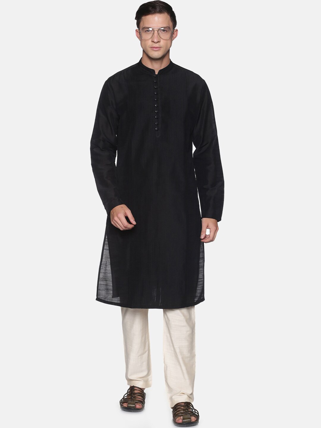 

Saffron Threads Men Black Kurta