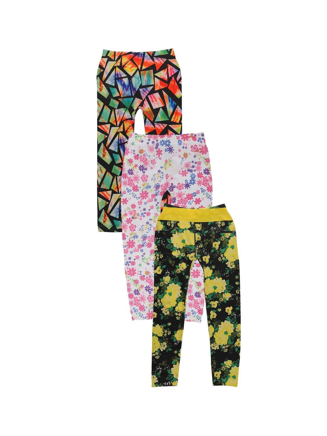 

TINY HUG Girls Pack Of 3 Printed Tights, White
