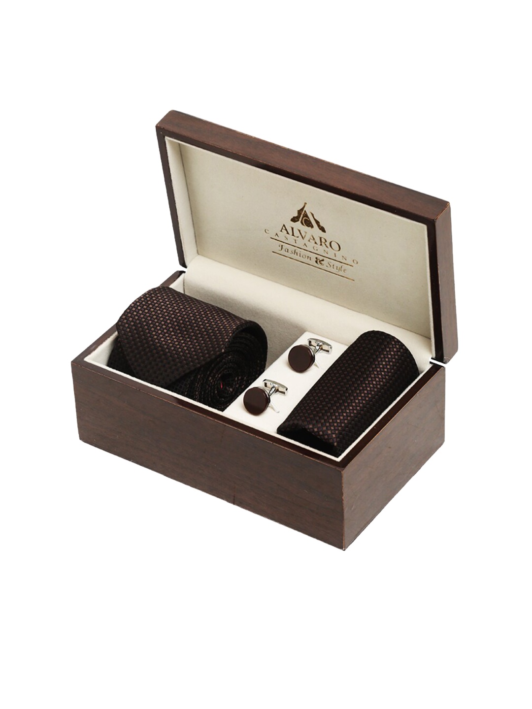 

Alvaro Castagnino Men Brown & Silver-Toned Accessory Gift Set