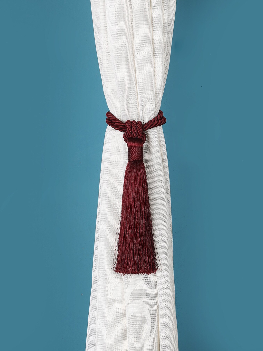 

The Decor Mart Set Of 2 Maroon Tasseled Curtain Tie-Backs