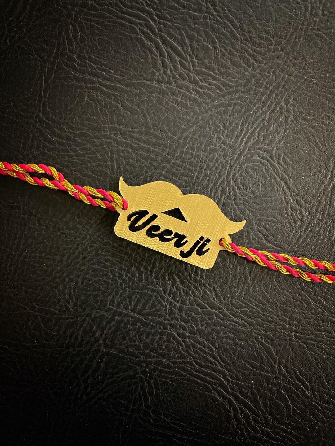 Digital Dress Room Men Gold Funky Slogan Moustache Rakhi