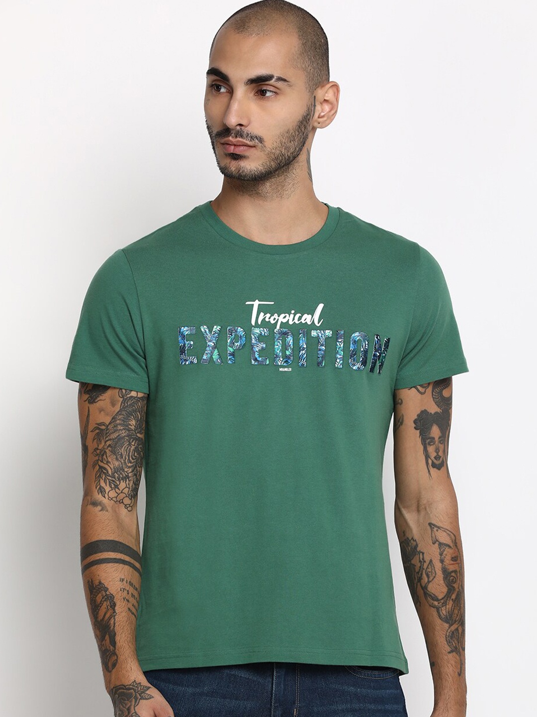 

Wrangler Men Green Typography Printed T-shirt