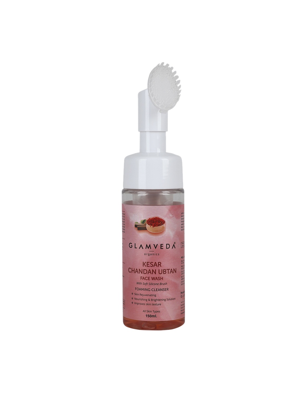 

GLAMVEDA Women Kesar Chandan Face Wash with Soft Silicone Brush 150ml, Red