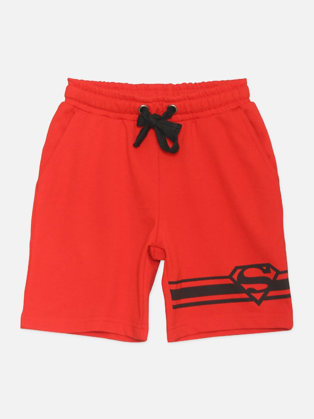 

Kids Ville Boys Red Superhero Printed Superman Mid-Rise Cotton Regular Shorts
