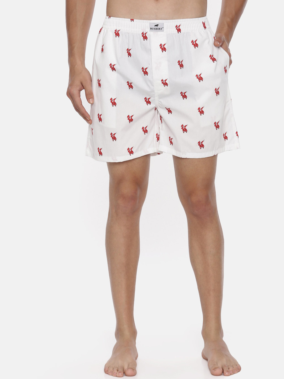 

Bushirt Men White & Red Printed Pure Cotton Boxers-BX00152