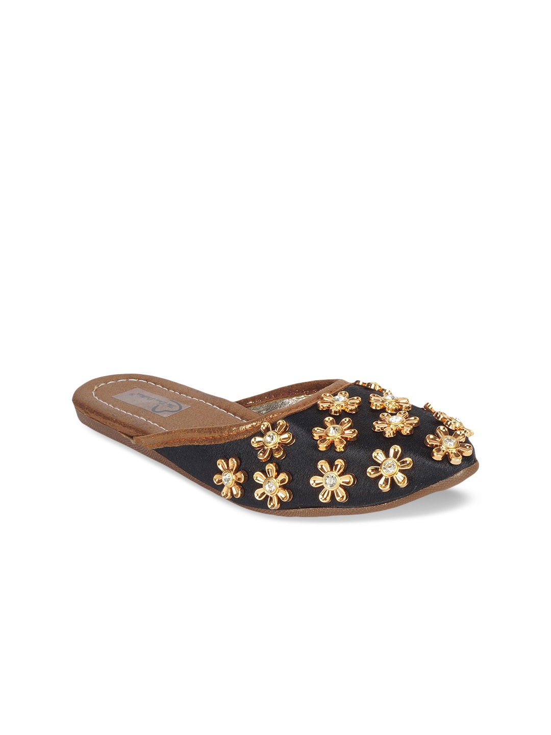 

The Desi Dulhan Women Black Embellished Ethnic Mules Flats