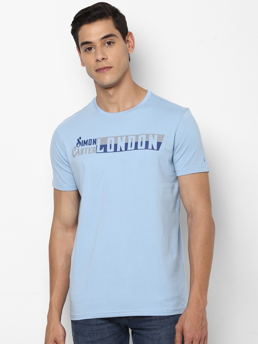 

SIMON CARTER LONDON Men Blue Typography Printed Slim Fit T-shirt