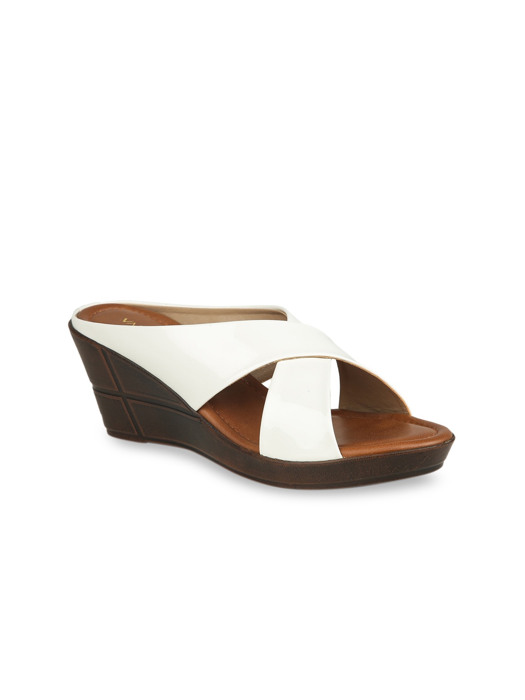 

VALIOSAA White Colourblocked Wedge Sandals