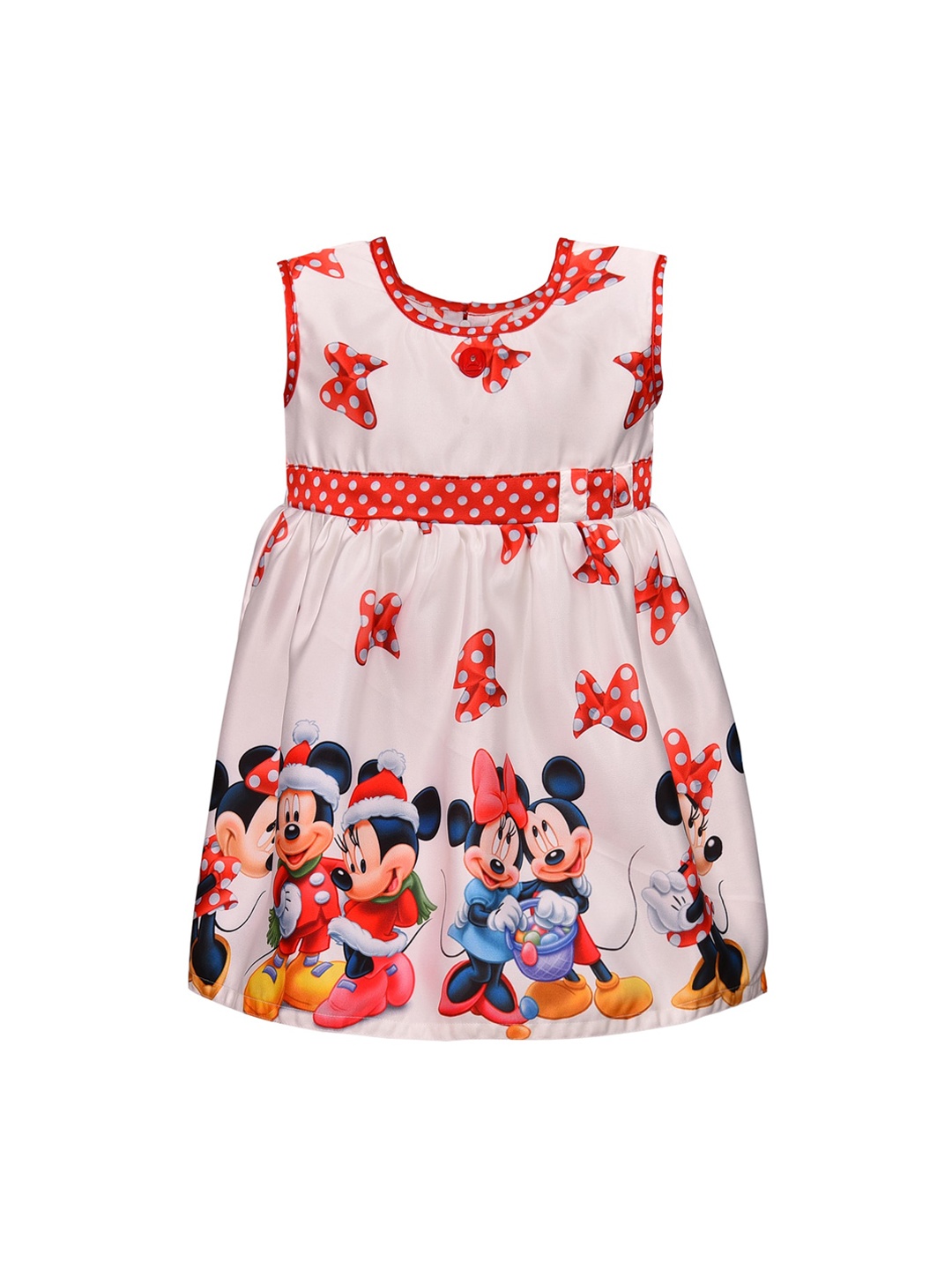 

Wish Karo Red & White Printed Satin Dress
