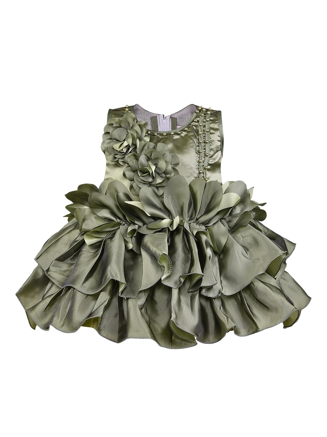 

Wish Karo Girls Green Satin Dress