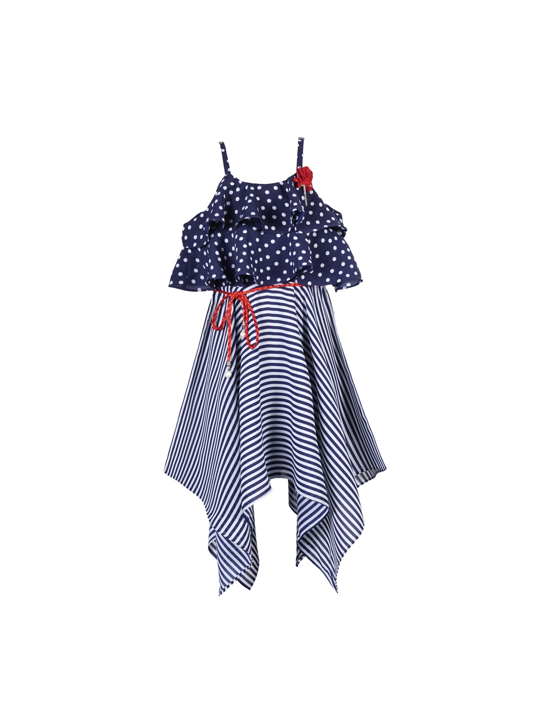 

Hunny Bunny Navy Blue & White Georgette Dress