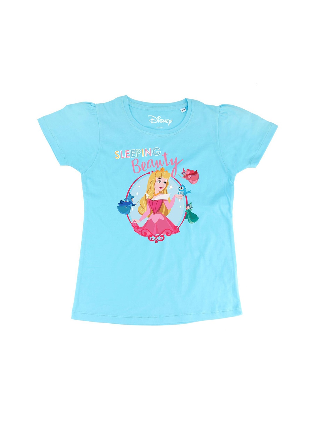 

Disney by Wear Your Mind Girls Blue Cinderella Printed Pure Cotton Top