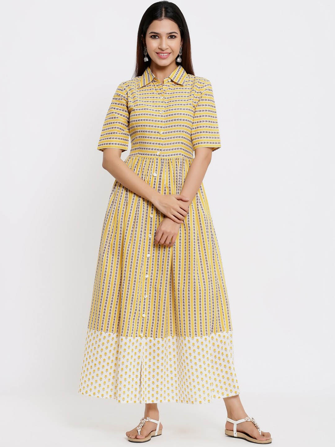 

Indian Virasat Yellow Maxi Dress