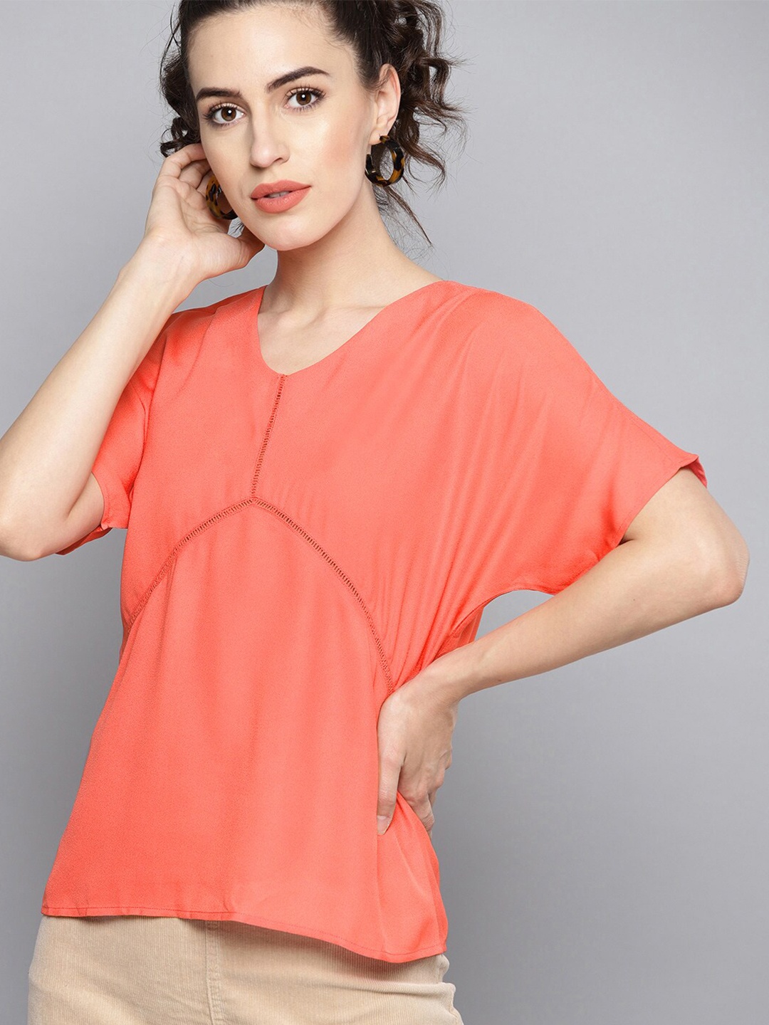 

Carlton London Coral Extended Sleeve Crepe Regular Top