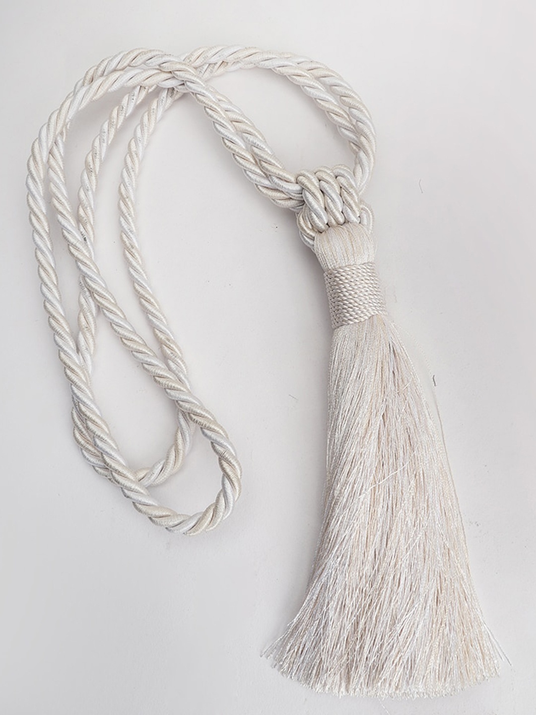 

The Decor Mart Set Of 2 White Tasseled Curtain Tie-Backs